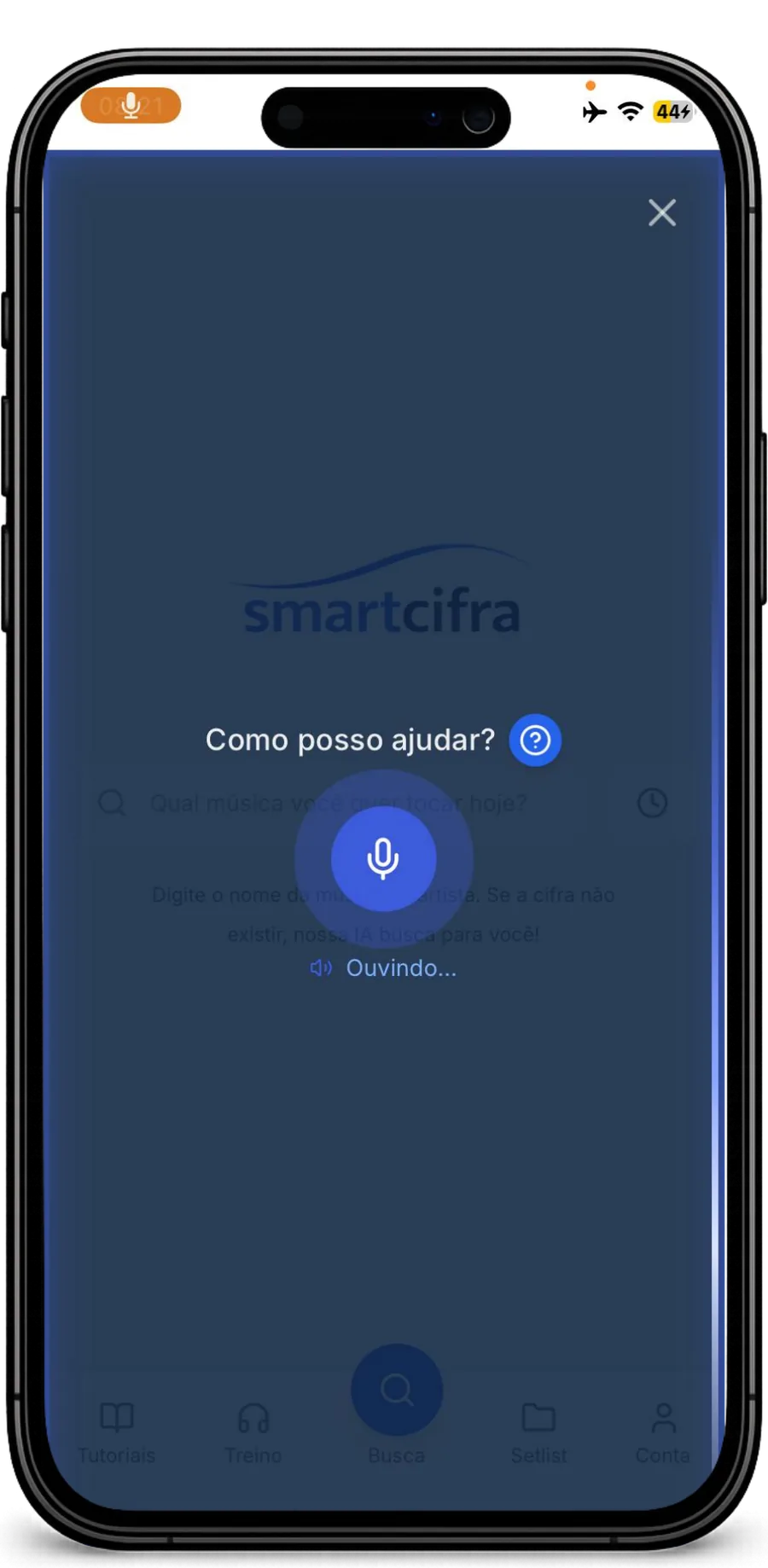 Busca de cifra por comando de voz no SmartCifra