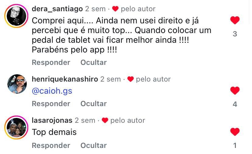 Comentário de músico no Instagram do SmartCifra